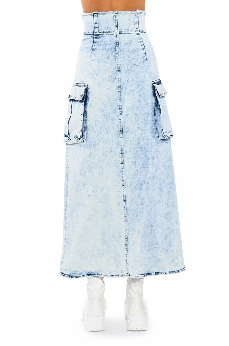 NEXT UP BLEACHED DENIM MAXI SKIRT - Image 7