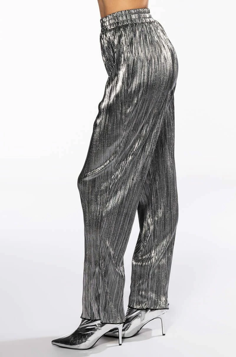NOEL PLEATED METALLIC PALAZZO PANT - Image 4