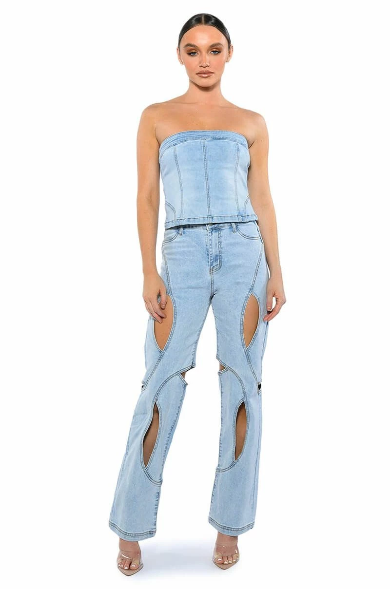 NOT YOUR AVERAGE GIRL DENIM STRAPLESS TOP - Image 2