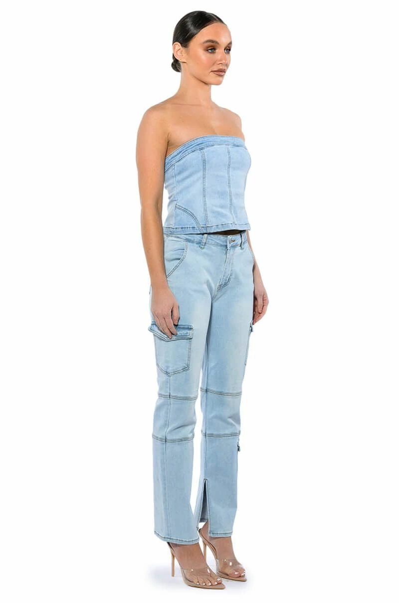 NOT YOUR AVERAGE GIRL DENIM STRAPLESS TOP - Image 3