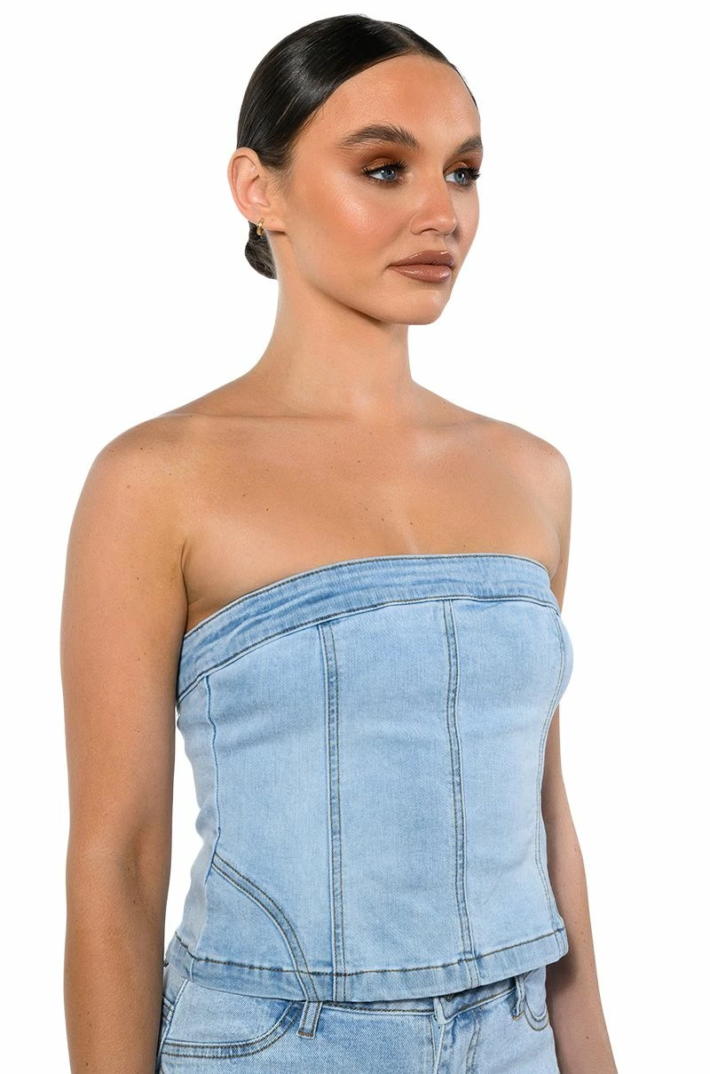 NOT YOUR AVERAGE GIRL DENIM STRAPLESS TOP - Image 4