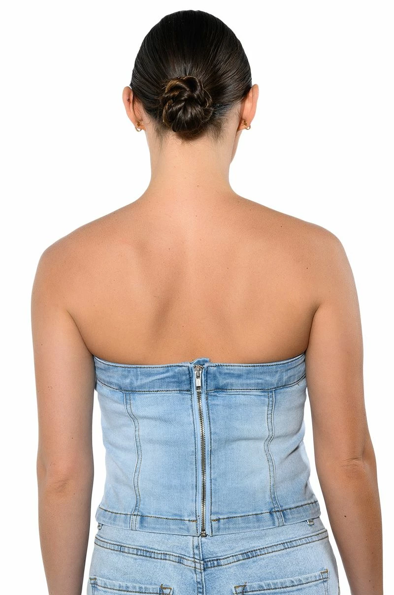 NOT YOUR AVERAGE GIRL DENIM STRAPLESS TOP - Image 6
