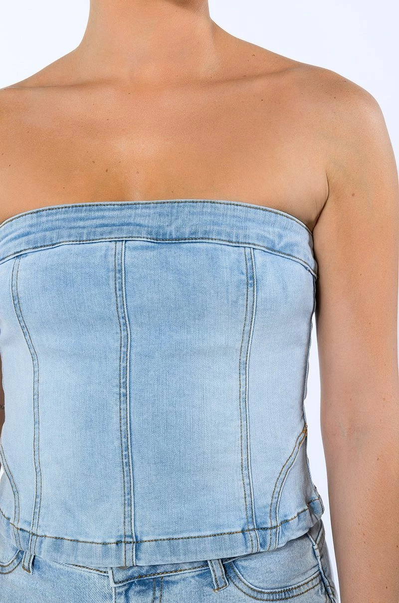 NOT YOUR AVERAGE GIRL DENIM STRAPLESS TOP - Image 7