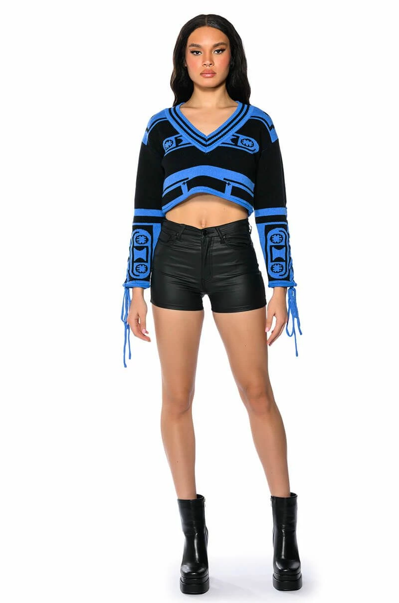 ON-DUTY VEGAN LEATHER LACE UP SHORTS WITH 4 WAY STRETCH - Image 3