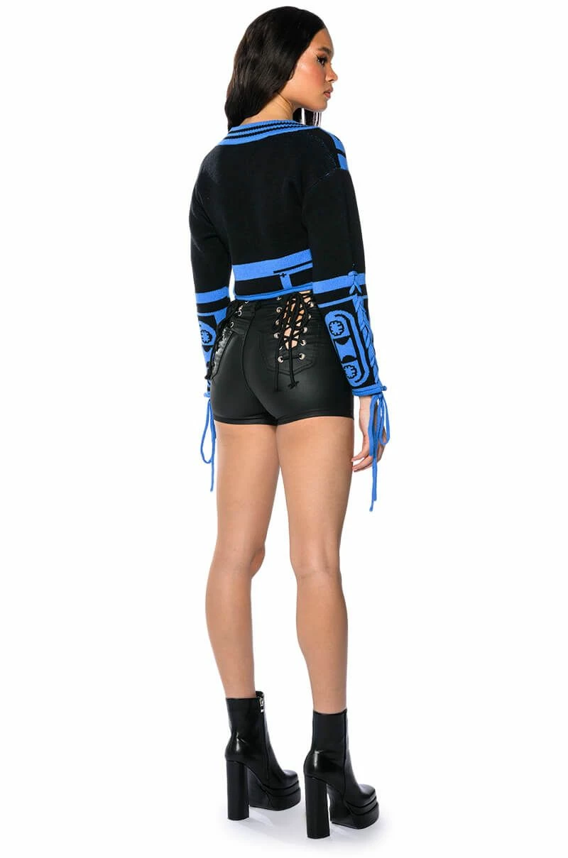 ON-DUTY VEGAN LEATHER LACE UP SHORTS WITH 4 WAY STRETCH - Image 4