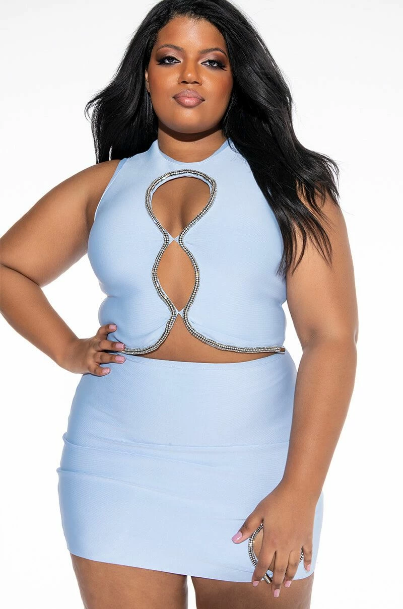 PLUS DRESS ME UP BANDAGE RHINESTONE MINI SKIRT - Image 2