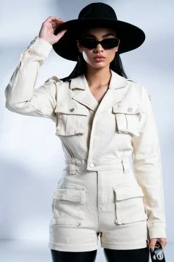 READY FOR ANYTHING LONG SLEEVE UTILITY ROMPER