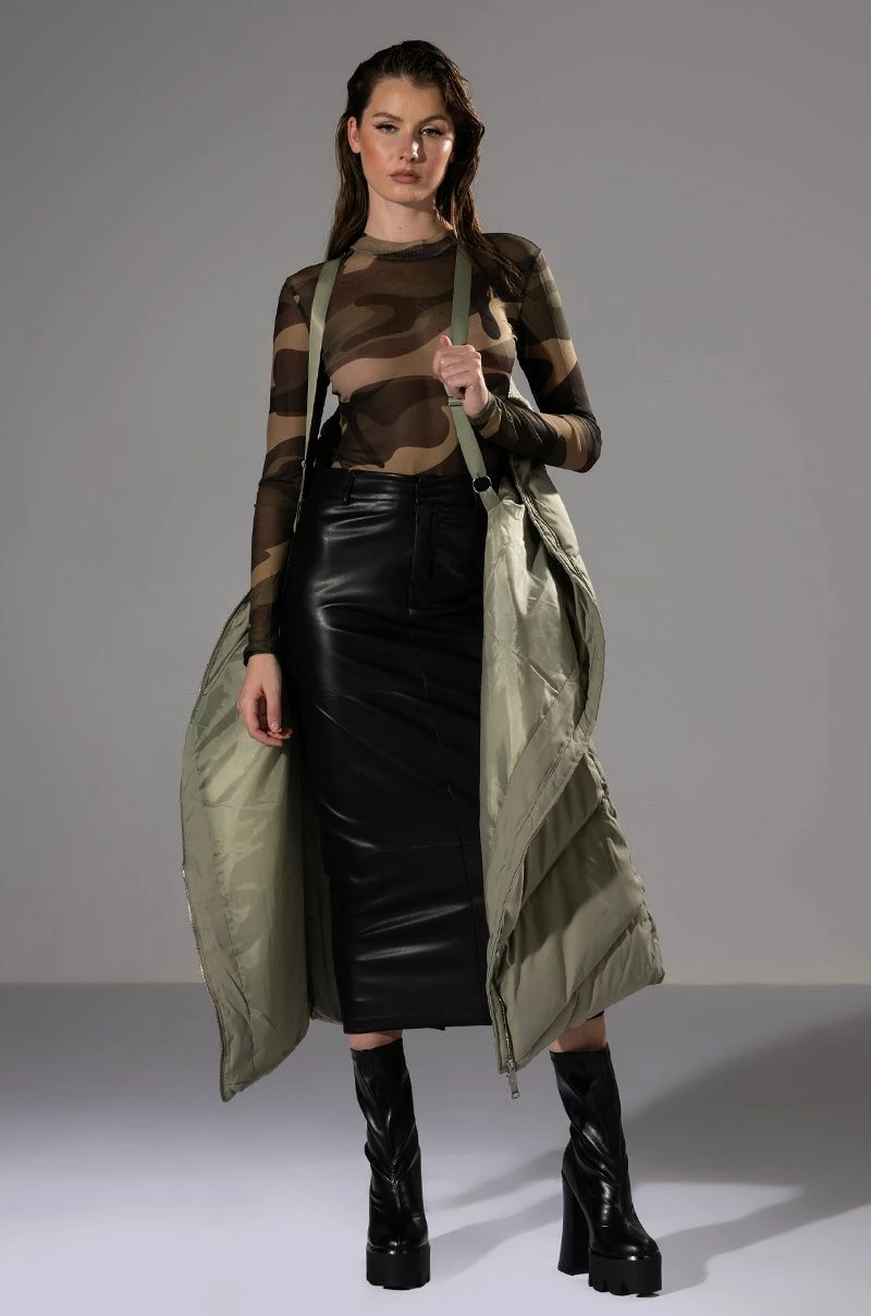 REAL TALK FAUX LEATHER MIDI SKIRT - Image 4