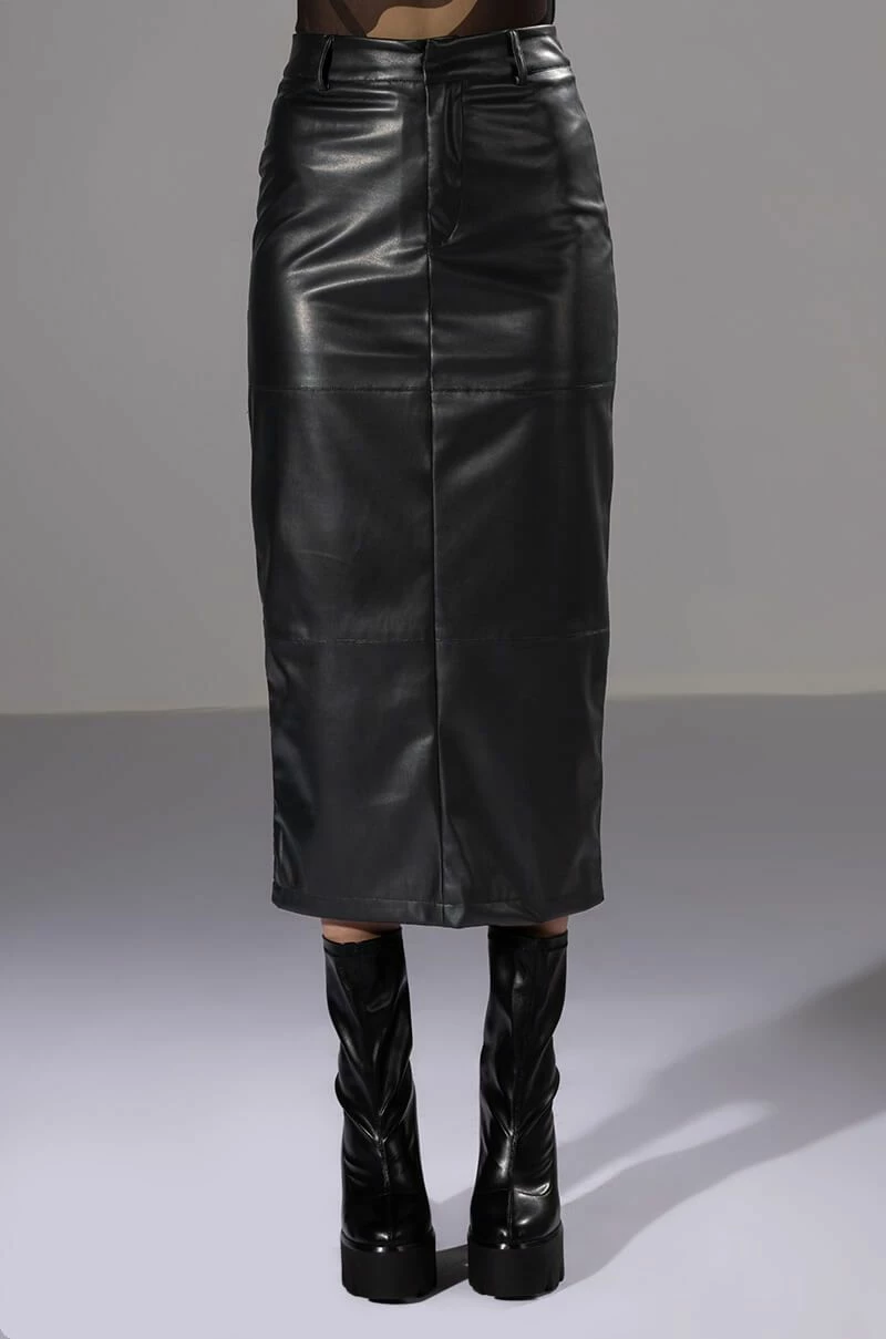 REAL TALK FAUX LEATHER MIDI SKIRT - Image 5