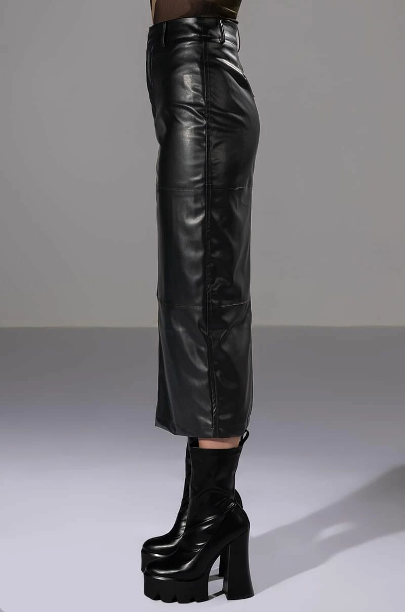 REAL TALK FAUX LEATHER MIDI SKIRT - Image 6