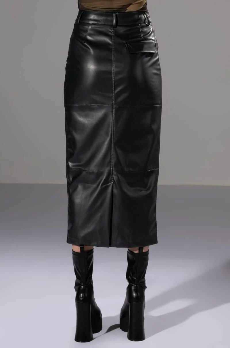 REAL TALK FAUX LEATHER MIDI SKIRT - Image 7