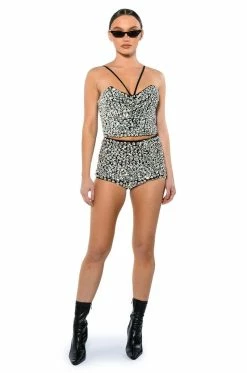 RICH WITH JEWELS BOOTY SHORTS -HORSE GIRL Shop rich with jewels booty shorts black white 3 3