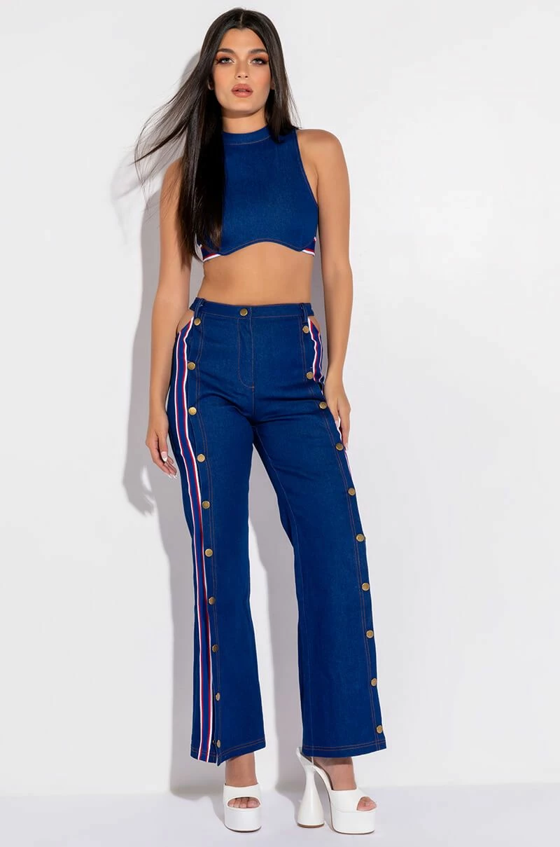 RUN IT UP CROPPED DENIM TOP - Image 2