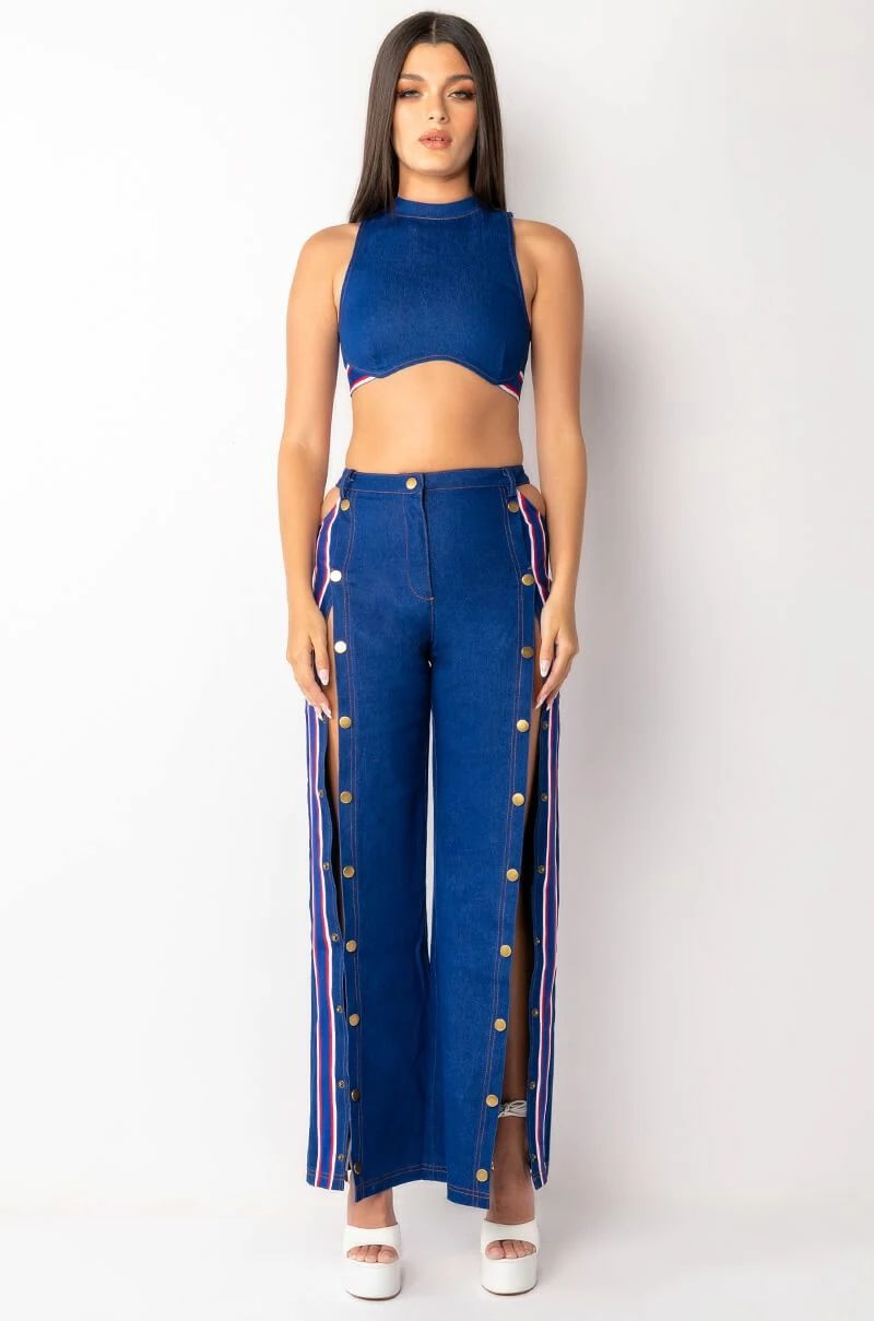 RUN IT UP CROPPED DENIM TOP - Image 7