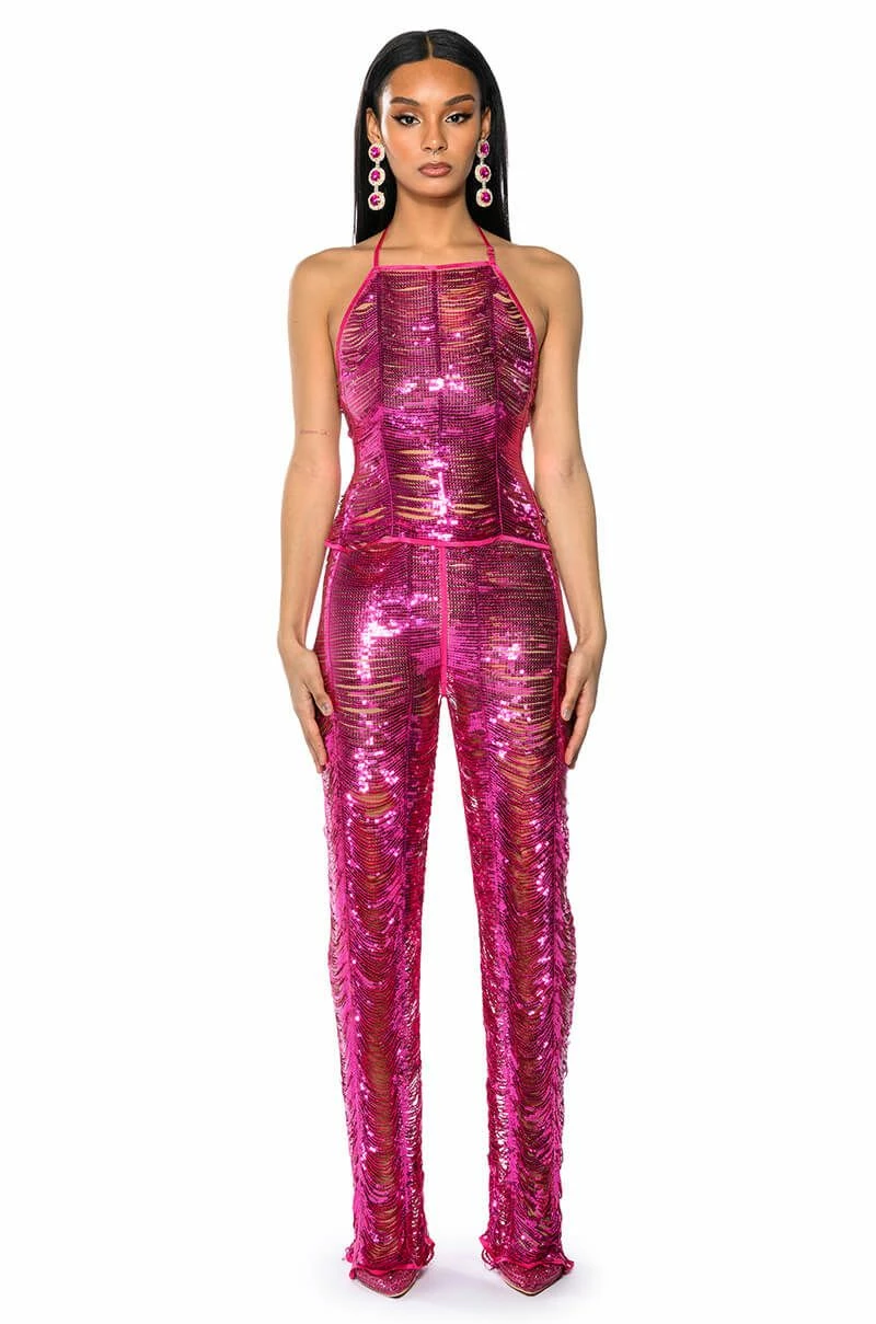 SENORITA EMBELLISHED HALTER TOP IN PINK - Image 3