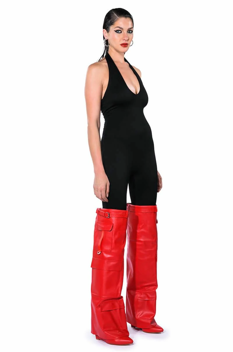 SHES SLEEK DOUBLE LAYER HALTER CATSUIT - Image 11