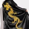 SUMPTUOUS SATIN DUSTER WITH EMBROIDERED DRAGON