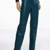 TE QUIERO HIGH RISE VEGAN LEATHER STRAIGHT LEG PANTS IN TEAL