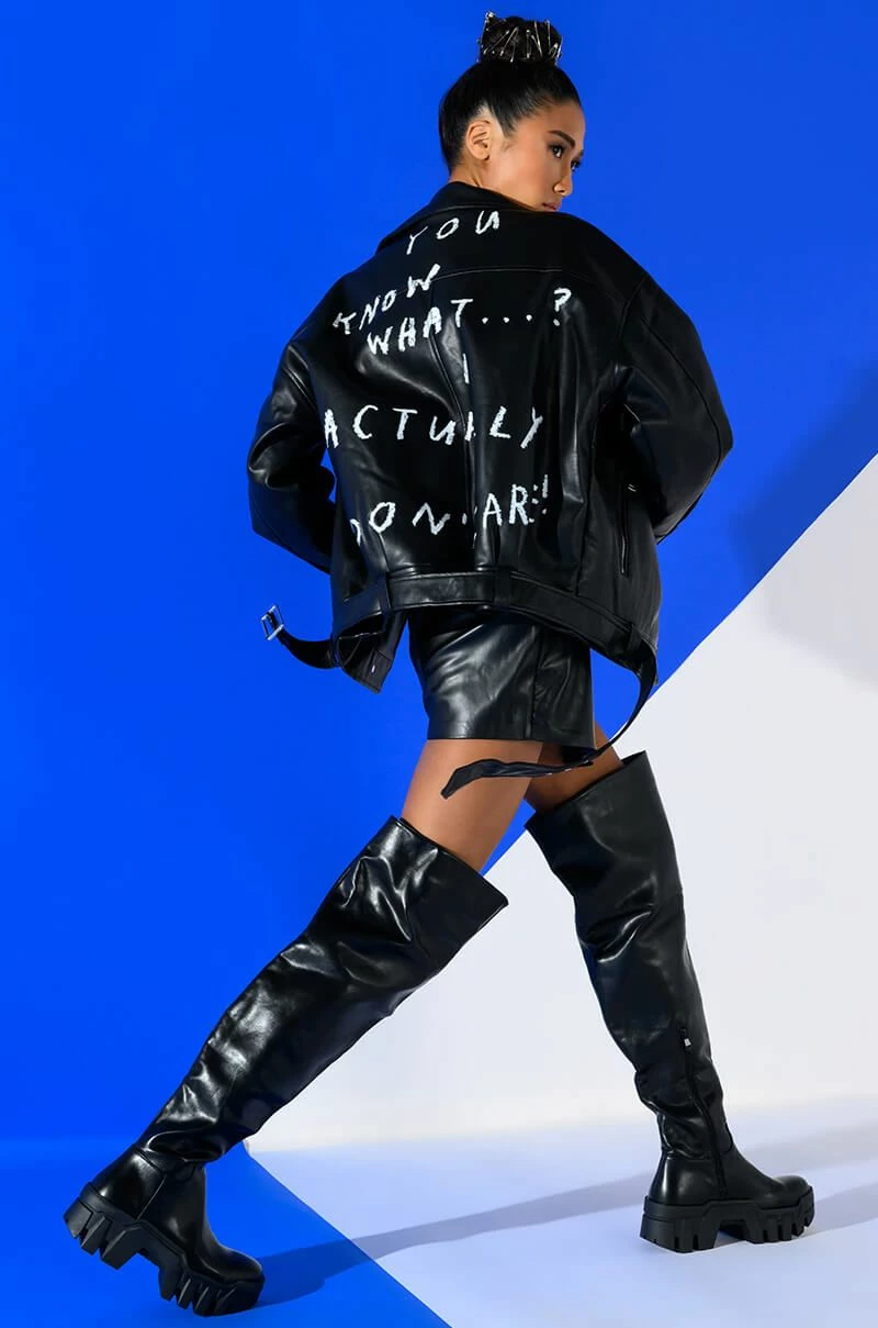 THE BADDEST BELTED FAUX LEATHER SKORT WITH 4 WAY STRETCH - Image 2