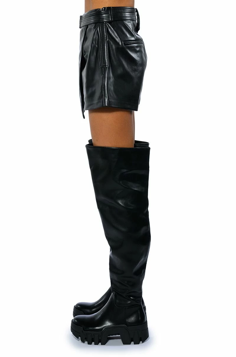 THE BADDEST BELTED FAUX LEATHER SKORT WITH 4 WAY STRETCH - Image 6