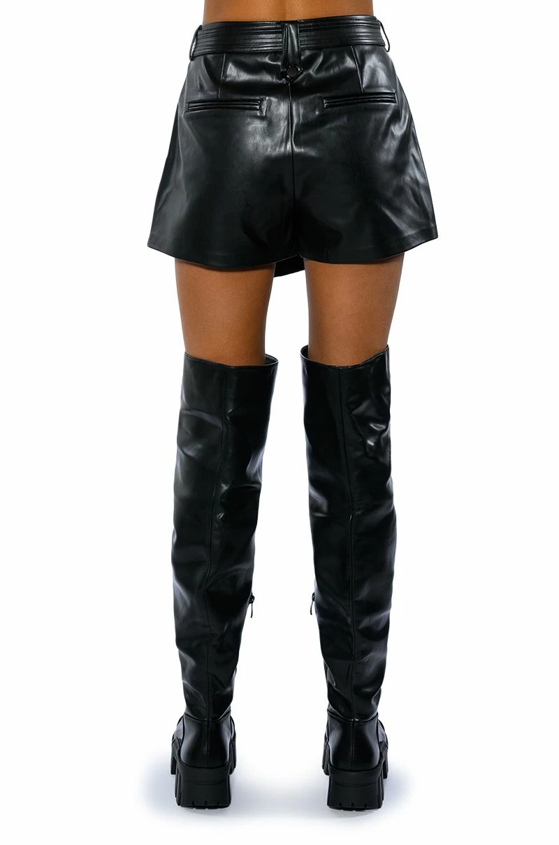 THE BADDEST BELTED FAUX LEATHER SKORT WITH 4 WAY STRETCH - Image 8