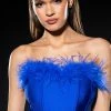 THE MOMENT FEATHER DETAIL CORSET IN BLUE