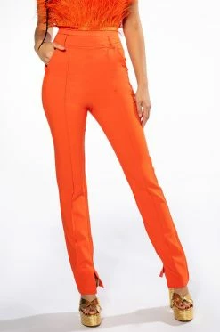 YES PLEASE HIGH RISE STRAIGHT LEG ANKLE SLIT TROUSER